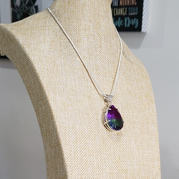 Tourmaline gemstone, 925 silver necklace - Picture 9 of 11